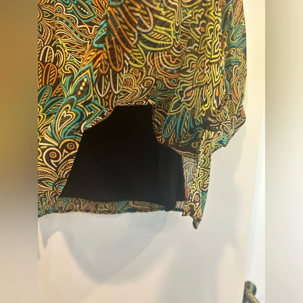 Bob Mackie Blouse Womens Plus 1X Colorful Wearable Art Batwing Dolman Lined Top - Picture 8 of 11